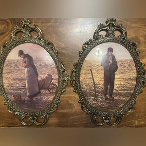 Vintage Bronze Oval Wall Art Set